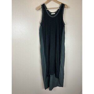 Stark X L Large Midi Dress Tank Lagenlook Color block Gray black Hi Low Shift